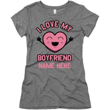 I love My Boyfriend Heart Junior Fit Bella Triblend Tee