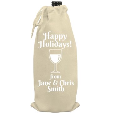 Happy Holidays Wine Gift Port Authority Wine Bag