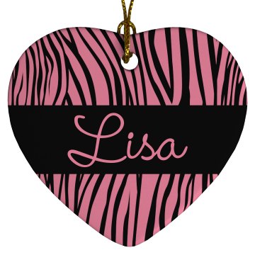 Zebra Ornament Porcelain Heart Ornament