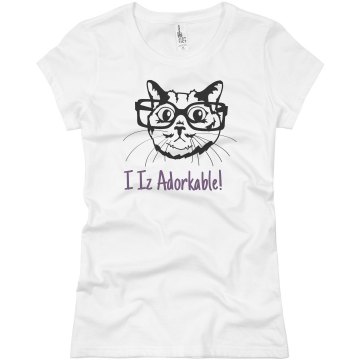 Adorkable Cat Tee Junior Fit Basic Bella Favorite Tee