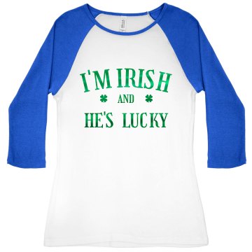 Irish and Lucky Tee Junior Fit Bella 1x1 Rib 3/4 Sleeve Raglan Tee