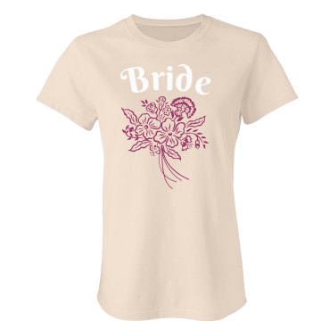 Bride Floral Bouquet Tee Junior Fit Bella Crewneck Jersey Tee