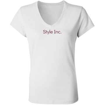 Salon Business Tee w/Back Junior Fit Bella Sheer Longer Length Rib V-Neck Tee 