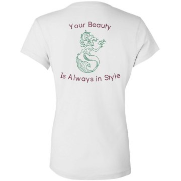 Salon Business Tee w/Back Junior Fit Bella Sheer Longer Length Rib V-Neck Tee 
