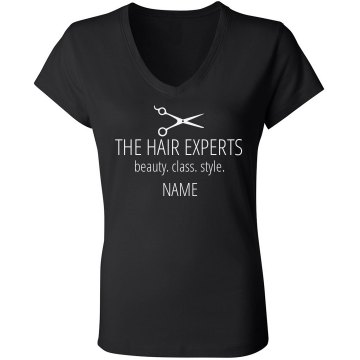 Hair Salon Tee Junior Fit Bella Sheer Longer Length Rib V-Neck Tee 