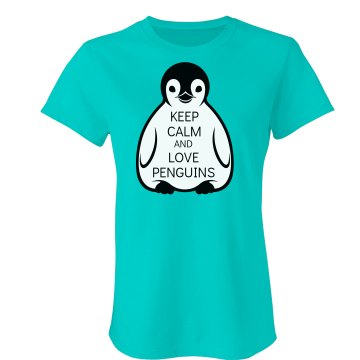 Keep Calm Big Penguin Junior Fit Bella Crewneck Jersey Tee