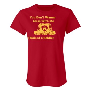 I Raised a Soldier Junior Fit Bella Crewneck Jersey Tee