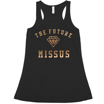Future Mrs. Rhinestone Junior Fit Bella Longer Length 1x1 Rib Tank Top