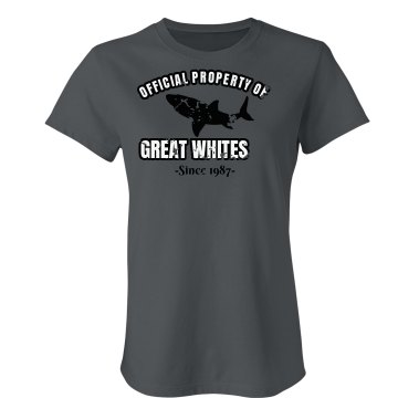 Property of Sharks Junior Fit Bella Crewneck Jersey Tee