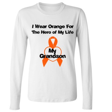 I Wear Orange For My Hero Junior Fit Bella Long Sleeve Crewneck Jersey Tee