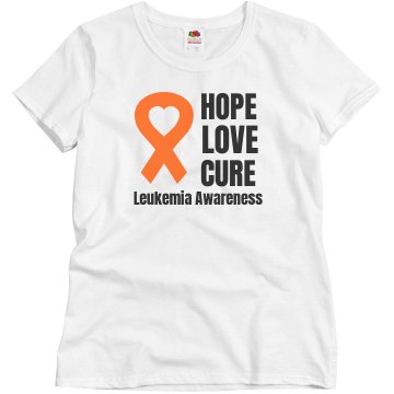 Hope Love Cure Leukemia Misses Relaxed Fit Basic Gildan Heavy Cotton Tee