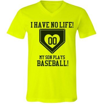 My Son Plays Baseball Junior Fit Bella 1x1 Rib Ringer Tee