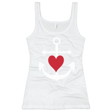 Anchor Heart Tank Junior Fit Bella Sheer Longer Length Rib Tank Top
