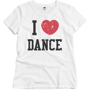 I Heart Dance Distress Misses Relaxed Fit Basic Gildan Ultra Cotton Tee