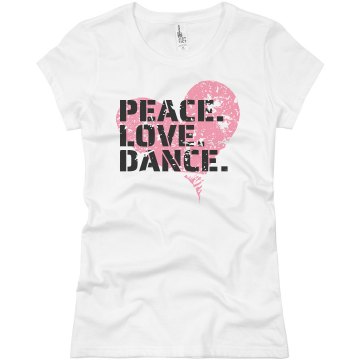 Peace Love Dance T Junior Fit Bella Crewneck Jersey Tee