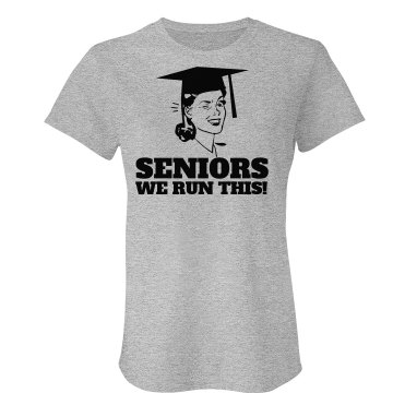 Seniors Run This Distress Junior Fit Bella Crewneck Jersey Tee