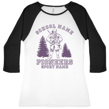 Pioneer Sports Template Junior Fit Bella 1x1 Rib 3/4 Sleeve Raglan Tee
