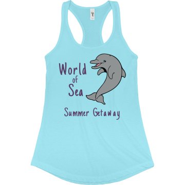 Sea World Getaway Junior Fit Bella Sheer Longer Length Rib Racerback Tank Top