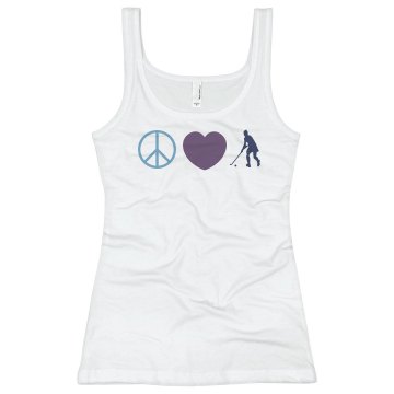 Peace, Love, Field Hockey Junior Fit Basic Bella 2x1 Rib Tank Top