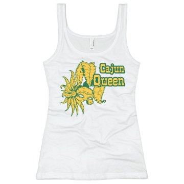 Cajun Queen Mardi Gras Junior Fit Bella Longer Length 1x1 Rib Tank Top