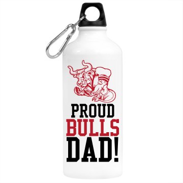 Proud Bulls Dad Aluminum Water Bottle