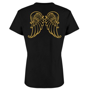 Angel Wings T-shirt Junior Fit Bella Slit V-Neck Tee