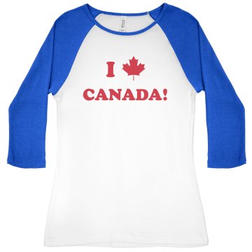 I Heart Canada Junior Fit Bella 1x1 Rib Ringer Tee