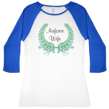 Airforce wife Junior Fit Bella 1x1 Rib 3/4 Sleeve Raglan Tee