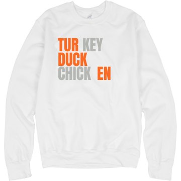 Turducken Text Shirt Unisex Hanes Crew Neck Sweatshirt