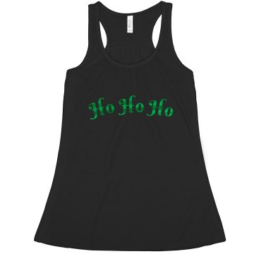 Ho Ho Ho Rhinestones Junior Fit Bella Long Sleeve Sheer Longer Length Rib V-Neck Tee