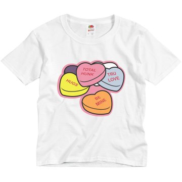 Candy Hearts Youth Basic Gildan Ultra Cotton Crew Neck Tee