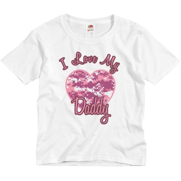 Daddy Camo Heart Youth Basic Gildan Ultra Cotton Crew Neck Tee