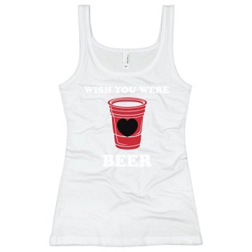 Wish You Were Beer Junior Fit Bella Sheer Longer Length Rib V-Neck Tee 