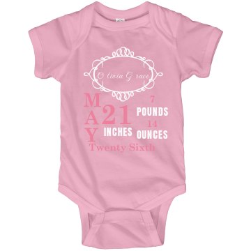 Pink Custom Baby Tee Infant Rabbit Skins Lap Shoulder Creeper