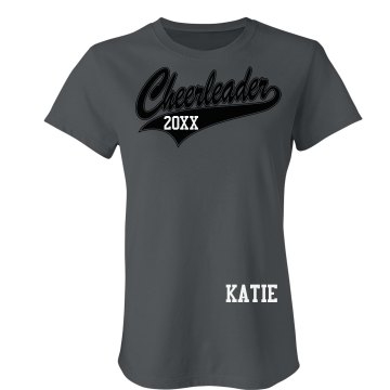 Cheerleader Name Tee Junior Fit Bella Sheer Longer Length Rib Tee