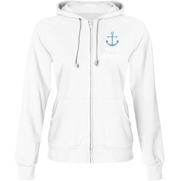 Navy Mom Junior Fit Bella Fleece Raglan Zip Hoodie