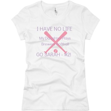 No Life Softball Mom Junior Fit Brightline 3/4 Sleeve Jersey Tee