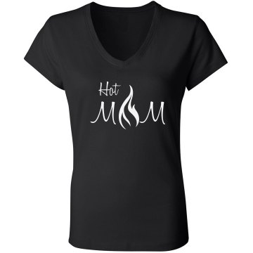 Hot Mom Junior Fit Bella Sheer Longer Length Rib V-Neck Tee 