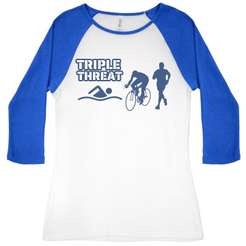 Triple Threat Junior Fit Bella 1x1 Rib 3/4 Sleeve Raglan Tee