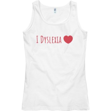 I Dyslexia Heart Junior Fit Bella Sheer Longer Length Rib Tank Top