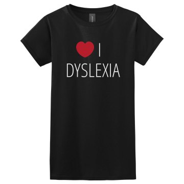 I Dyslexia Heart Junior Fit Bella Sheer Longer Length Scoopneck Tee
