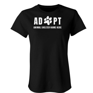 Adopt Animal Shelter Paw Junior Fit Bella Crewneck Jersey Tee