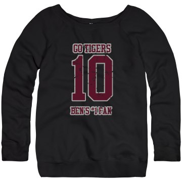 Football Fan w/Back Junior Fit Bella Triblend Slouchy Wideneck Sweatshirt