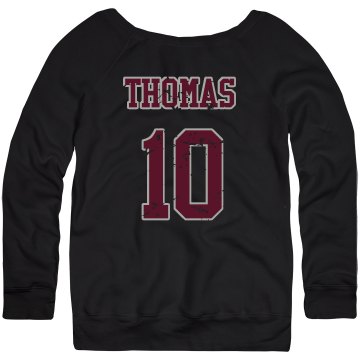 Football Fan w/Back Junior Fit Bella Triblend Slouchy Wideneck Sweatshirt