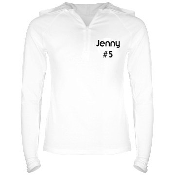 Jenny's Volleyball Top Junior Fit Bella Long Sleeve 1/2 Zip Hooded Pullover Tee