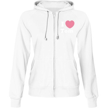 I Heart Tom w/ Back Junior Fit Bella Fleece Raglan Zip Hoodie