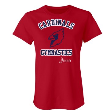Cardinals Gymnastics Junior Fit Bella Sheer Longer Length Rib Tee