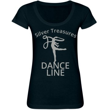 Silver Treasures Dance Junior Fit Bella Sheer Longer Length Scoopneck Tee