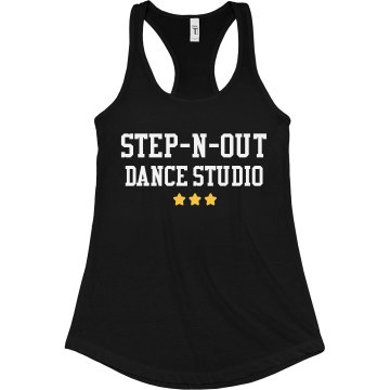 Step-N-Out Dance Studio Junior Fit Bella Sheer Longer Length Rib Racerback Tank Top