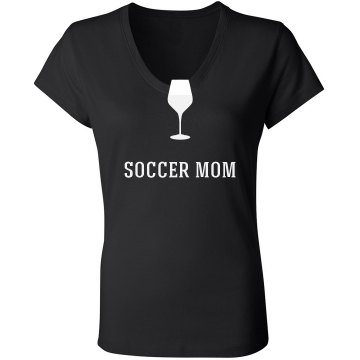 Soccer Mom Martini Junior Fit Bella Sheer Longer Length Rib V-Neck Tee 